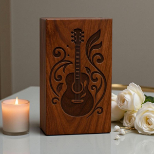 Engraved Guitar Wooden Cremation Urn | Personalized Musician Memorial Memorial Keepsake by AYAANS - Product Image 6
