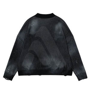 Pull en maille délavé pour homme, style décontracté, coupe oversize, mode urbaine, OEM ODM, streetwear de luxe, 100% coton respirant - Product Image 4