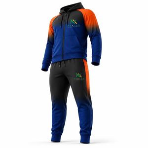 Custom Sublimation Tracksuit Set Men's <b>Full</b> <b>Zip</b> <b>Hoodie</b> and Jogger Pants Sportswear - Product Image 1