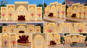 Telón de Fondo para Escenario de Boda al Aire Libre con Marcos de Espejo Estilo Mughal, Impresionantes Paneles de Arco de Espejo para Bodas de Destino - Product Image 6