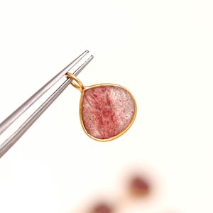 Pendentif Fleur en Quartz Rose Naturel, Breloque en Argent Sterling 925, Pierre Précieuse Sculptée à la Main, Cœur, pour Fabrication de Bijoux, 12MM - Product Image 4