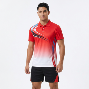 Polo Rojo de Manga Corta para Hombre, Corte Regular, Absorbente de Humedad, 100% Poliéster, Cuello Camisero, Color Sólido, para Todas las Temporadas - Product Image 5