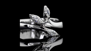 Bague en or blanc avec diamant de laboratoire de taille marquise, style ouvert |   Bague minimaliste pour tous les jours et le bureau - Product Image 4