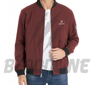 Chaqueta Bomber de Manga Larga para Hombre BLOODLINE, Color Granate, Resistente al Viento, Ropa Deportiva para Exteriores, Temporada de Otoño - Product Image 2