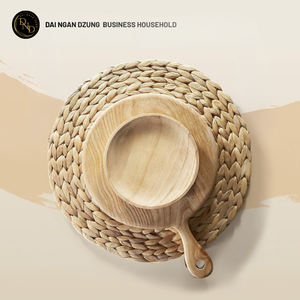 Tapis de table artisanal bohème en jacinthe d'eau, écologique, lavable, épaisseur 10 mm, diamètre 300 mm, antidérapant, durable et réutilisable - Product Image 6