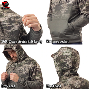 Sweat à capuche de chasse en polaire pour homme, motif camouflage dégradé Ombre à Charbon, avec cordon de serrage ajustable - Product Image 5