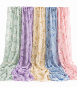 Tissu en organza de polyester écologique imprimé sur mesure, léger, scintillant, soyeux, à motifs floraux, brodé, pour jupes et rideaux - Product Image 2