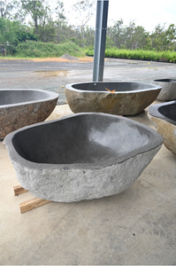 อ่างอาบน้ำหินแม่น้ำขนาดใหญ่แบบลอยตัวพร้อมฝาปิดสุดหรู - Product Image 4