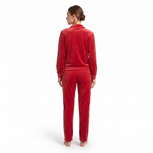 <b>Top</b> Quality Women’s <b>Velvet</b> Tracksuit Regular Fit Full Zip Jacket Matching Pant Winter Wear Casual Wear Solid <b>Red</b> Color Two Piece - Product Image 5