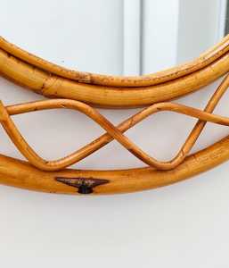 Vintage Style Rattan Wall <b>Mirror</b> Natural Bamboo Cane Decorative <b>Mirror</b> for Boho Home Interiors Decorative <b>Mirror</b> - Product Image 3