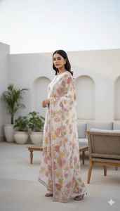 Conjunto de Kurta Larga Sólida Color Granate para Mujer con Pantalón y Dupatta de Lona y Chifón, Traje Étnico Festivo Elegante de 3 Piezas, Estilo Indio Pakistaní - Product Image 3