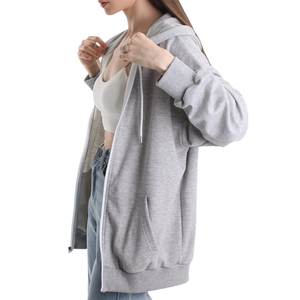 เสื้อฮู้ดโอเวอร์ไซส์สำหรับผู้หญิง สีเทาเฮเธอร์ ผ้าโพลีคอตตอนเสริมความทนทาน สวมใส่สบาย เหมาะสำหรับส่งออก - Product Image 3