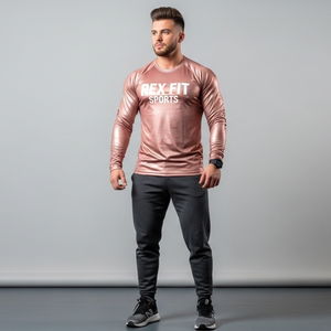 REXFIT SPORTS Camisetas Deportivas Personalizadas OEM para Hombre, Manga Larga, Colores Sólidos, Ropa Deportiva Informal - Product Image 4