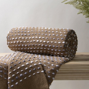 Chất Lượng Cao Có Thể Đảo Ngược Tùy Chỉnh Rắn Nâu Dệt Ném Handmade Trang Trí Ấn Độ Ném Đôi Chăn - Product Image 2