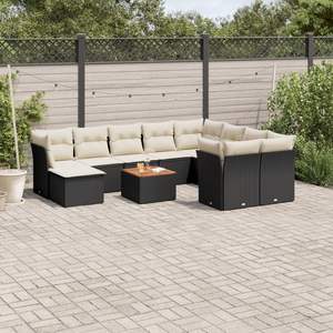 Conjunto de Sofás Modulares Grandes de Ratán PE Negro para Jardín, Elegante Colección de Muebles para Exteriores - Product Image 1