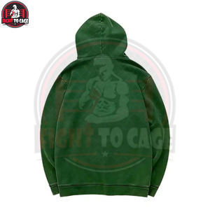 Sudadera con Capucha para Hombre, Estilo Hip Hop Urbano, Color Verde Sólido, Cómoda, Suave al Tacto, Diseño Novedoso, Totalmente Personalizable, Lavado Ácido - Product Image 2