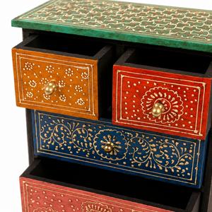 Handcrafted Wooden <b>Drawer</b> Cabinet Mini <b>Storage</b> Organizer Decorative Wooden Almari Jewelry <b>Storage</b> <b>Box</b> Wholesale - Product Image 2