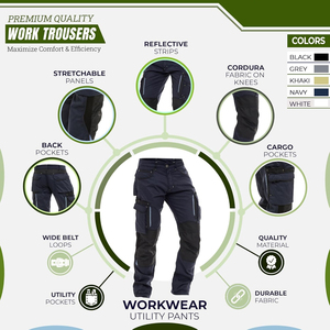 Industrial Utility <b>Work</b> Pants Reinforced Stitching Durable <b>Cargo</b> Workwear Supplier - Product Image 6