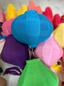 Premium Linen Fabric Silk Lanterns Vietnam Bamboo Frame Silk Lanterns Decorative Silk Lanterns For Hotel Decor - Product Image 2