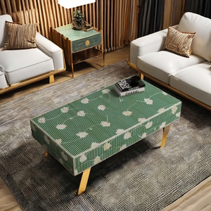 Artesanos expertos, muebles de sala de estar de lujo, diseños de incrustaciones de hueso floral, mesa de centro con mezcla armoniosa - Product Image 3
