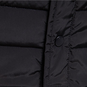 Chaqueta Acolchada Negra para Hombre, Cuello Camisero, Cierre de Botones, Chaqueta Casual de Invierno, Corte Regular, Color Sólido, Relleno de Poliéster - Product Image 6