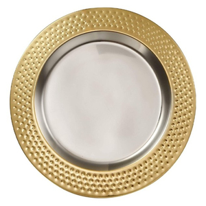 Assiettes de présentation rondes en métal galvanisé argenté avec bord festonné, style rustique campagnard, pour mariages (vente en gros) - Product Image 3