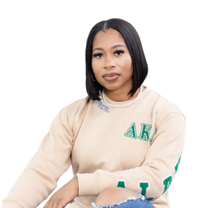 เสื้อสเวตเชิ้ต AKA Sorority Inc ลายปักด้านหลังแบบ Tan Chenille สำหรับผู้หญิง ปักตัวอักษรกรีก คุณภาพพรีเมียม คอกลม - Product Image 6