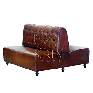 Top Quality Hot Selling Dual Side Seating Design Handmade Handcrafted 4 Seater Leather Sofa From Indian Manufacturer