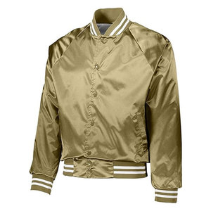 Snap-Front Satin Bomber <b>Jacket</b> with Striped 1x1 Rib-Knit Collar Cuffs and Bottom Band Raglan Sleeve Lightweight Outerwear - Product Image 4