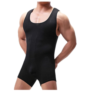 Débardeur de compression pour homme, noir uni - Product Image 1