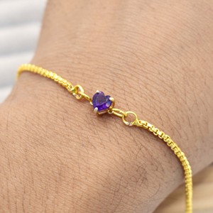 Natural Amethyst Heart <b>Bracelet</b> Gold Plated Prong <b>Set</b> Adjustable Slider Gemstone <b>Bracelet</b> Handmade Birthstone Jewelry - Product Image 5