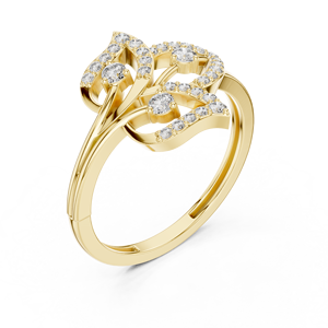 แหวนเพชรทรงกลมเพาะเลี้ยงในห้องปฏิบัติการ ทองคำแท้ 14K 18K ดีไซน์ใบไม้หมุนวน แรงบันดาลใจจากธรรมชาติ น้ำหนัก 0.40 กะรัต DEF VVS แหวนแต่งงานคลาสสิก ODM - Product Image 3