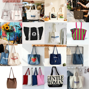 100% Natural Cotton <b>Canvas</b> Lady Vintage Fashion Tote Bag Heavy Duty Reusable <b>Shopper</b> Custom Print OEM Bulk Promotional Eco Bag - Product Image 3