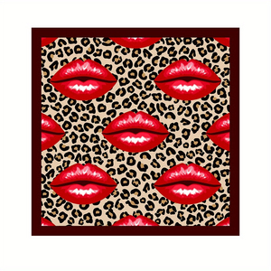 Fashion Leopard Print <b>Square</b> <b>Scarf</b> with Red Lips Pattern Multifunctional Polyester Bandana Four Seasons Style Pattern <b>Scarf</b> - Product Image 5