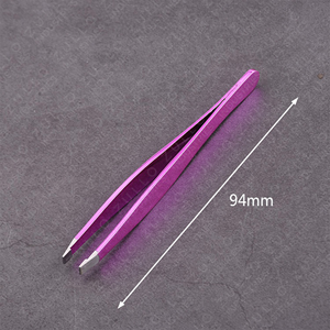 Premium Purple Stainless Steel Slant Tip Eyebrow Tweezers Custom Beauty Grooming <b>Tool</b> for Professional Use - Product Image 2