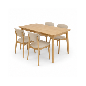 Juego de Comedor ARTERRA Premium Moderno de Madera de Teca, Mesa Rectangular, Sillas con Respaldo de Listones, Minimalista, Ecológico y Duradero - Product Image 1