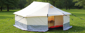 Carpa de Camping Hexagonal de Lona para 6-8 Personas, de Una Sola Capa, Impermeable, para las Cuatro Estaciones, con un Dormitorio, Estructura de Aluminio, Tipo de Refuerzo Recto 4x6 - Product Image 2