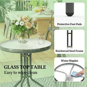 Juego de Muebles de Bar Pequeños de 3 Piezas, Color Gris, para Patio y Jardín - Product Image 4