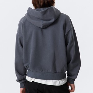 เสื้อฮู้ดดี้ผู้ชายไซส์ใหญ่ ซิปเต็มตัว ผ้าฝ้ายฟลีซ 100% โลโก้เรียบง่ายที่อก สไตล์สตรีทแวร์ รับผลิตแบบ OEM ขายส่ง แบรนด์ส่วนตัว - Product Image 6