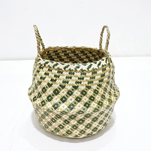 Trending Natural Palm Leaf <b>Square</b> Durable Storage <b>Basket</b> Eco-friendly Hand-woven Laundry Hamper - Product Image 6