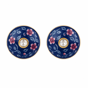 Mancuernillas de lujo personalizadas de latón con diseño floral estilo cerámica azul de Jaipur, botón de cristal esmaltado para blazer, sherwani y traje de hombre - Product Image 2