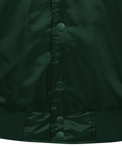 <b>Men's</b> Dark Green Bomber <b>Jacket</b> With Orange <b>White</b> Stripe Sleeves Stand Collar Casual Style Polyester Material Autumn Wear - Product Image 3