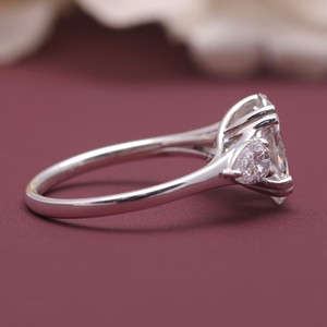 Anillo de Compromiso Vintage con Tres Diamantes Ovalados Cultivados en Laboratorio, Certificados por IGI, Plata de Ley 925 Sólida, Chapado en Rodio, para Mujer - Product Image 5