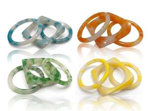 Elegantes Brazaletes de Resina Pintados a Mano para Niñas, Color Amarillo, con Temática Tradicional para Bodas y Uso Diario, Precio Bajo - Product Image 4