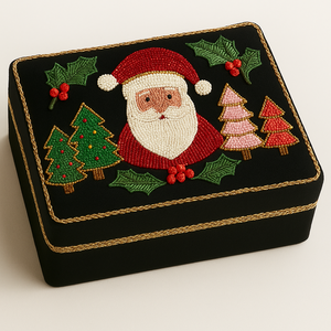 Boîte de rangement carrée de luxe à thème Thanksgiving, ornée de perles faites à la main, étui festif pour souvenirs, organisateur de bijoux brodé artisanal pour les fêtes - Product Image 6