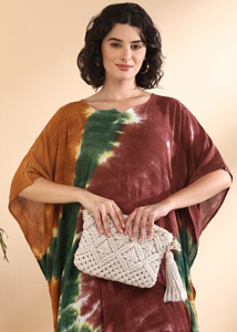 High Quality Designer Rayon <b>Kaftan</b> Tie Dyed <b>Summer</b> Daily Wear Regular Fit Sweetheart neck at Best Price by Supplier - Product Image 4