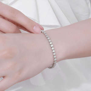 กำไลข้อมือเทนนิสโมอิสซาไนต์รูปหัวใจ เงินแท้ 925 เครื่องประดับข้อมือสุดโรแมนติก เครื่องประดับผู้หญิงคุณภาพสูง ขายส่ง - Product Image 1