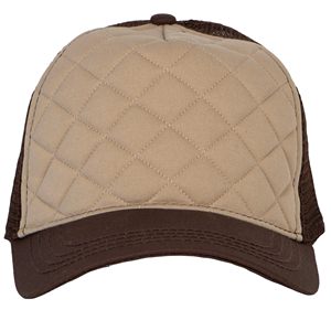 Gorra trucker acolchada con estampado animal de diamantes, de 6 paneles, con malla trasera transpirable, impermeable y ajustable, en color caqui y marrón con contraste. - Product Image 1