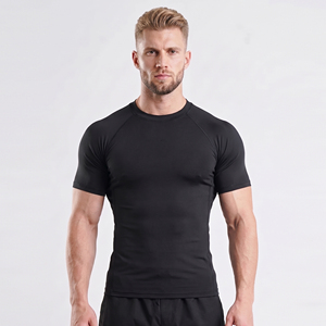 Yoga <b>Compression</b> T-<b>Shirt</b> Short Sleeve <b>Men</b> Gym Fitness Slim Fit Tee Workout Rash Guard <b>Men</b> Crew Neck Sportswear Base Layer Tee - Product Image 1