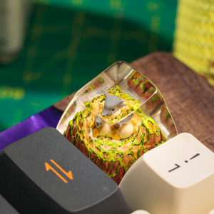 Keycaps Artisanat Forêt Mystique, Keycaps Artisanat Personnalisé, Keycaps Anime Mignons, Keycaps Verts, Ensemble de Keycaps, Keycaps en Bois - Product Image 3